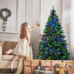 Pre-Lit Christmas Trees*The Holiday Aisle Adylina 7.5' Green Pine Artificial Christmas Tree With 550 Multi-Colored Lights