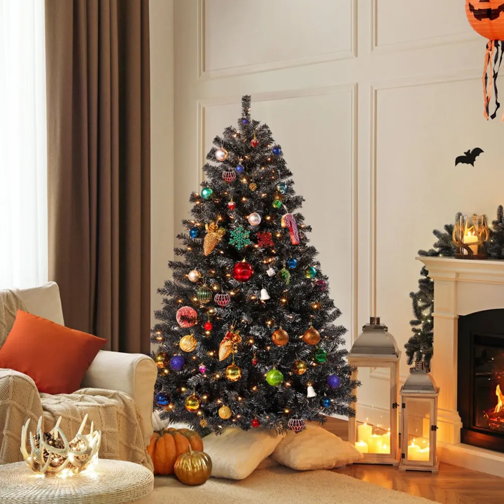 Pre-Lit Christmas Trees*The Holiday Aisle Black Spruce Feather Christmas Tree With 300 Lights