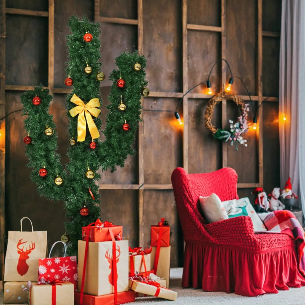 Pre-Lit Christmas Trees*The Holiday Aisle Cactus 6' Green Pine Artificial Christmas Tree With 120 White Lights