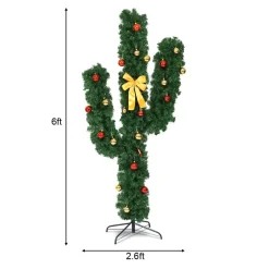 Pre-Lit Christmas Trees*The Holiday Aisle Cactus 6' Green Pine Artificial Christmas Tree With 120 White Lights