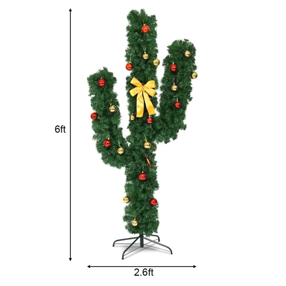Pre-Lit Christmas Trees*The Holiday Aisle Cactus 6' Green Pine Artificial Christmas Tree With 120 White Lights