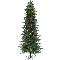 Pre-Lit Christmas Trees*The Holiday Aisle Carmel Slim Green Pine Trees Artificial Christmas Tree With 550 With Colored And White Led String Lights