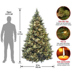 Pre-Lit Christmas Trees*Steelside Ceibhfhionn Pine Green Artificial Christmas Tree With Clear/White Lights