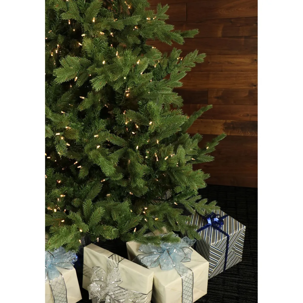 Pre-Lit Christmas Trees*Christmas Time 7.5-Foot Pre-Lit Virginia Fir Green Christmas Tree, Clear Smart Lights