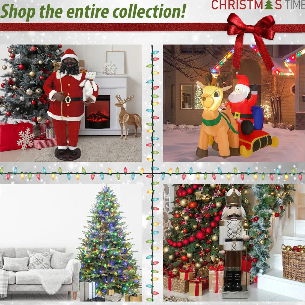 Pre-Lit Christmas Trees*Christmas Time 7.5-Foot Pre-Lit Virginia Fir Green Christmas Tree, Clear Smart Lights