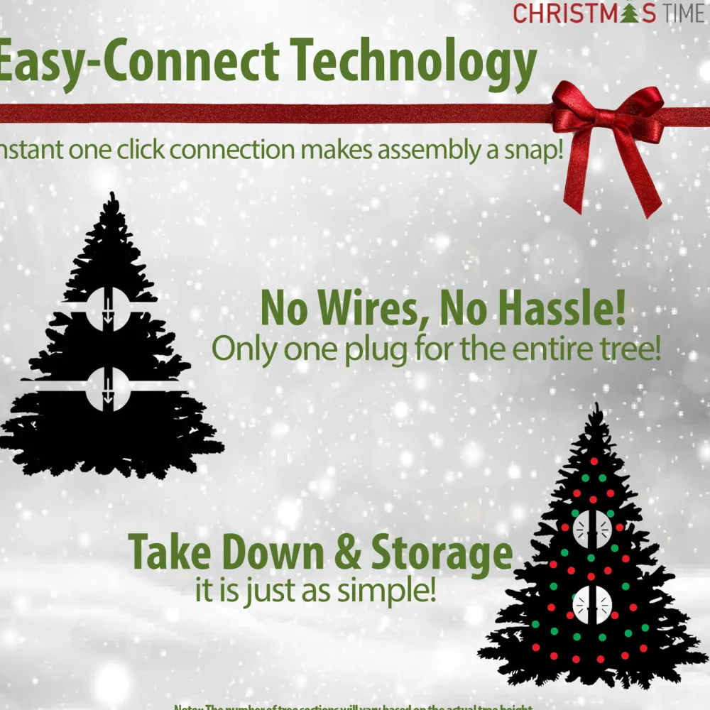 Pre-Lit Christmas Trees*Christmas Time 7.5-Foot Pre-Lit Virginia Fir Green Christmas Tree, Clear Smart Lights