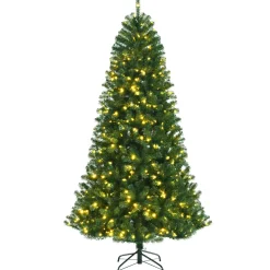 Pre-Lit Christmas Trees*Costway Green Pine Cashmere Christmas Tree With Led Lights