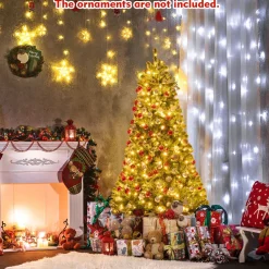 Pre-Lit Christmas Trees*Costway Green Pine Cashmere Christmas Tree With Led Lights