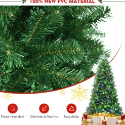 Pre-Lit Christmas Trees*Costway Green Pine Cashmere Christmas Tree With Led Lights