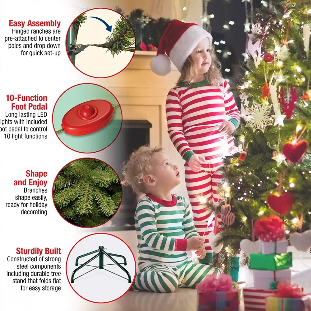 Pre-Lit Christmas Trees*Gracie Oaks Dunhill Fir 10' H Green Christmas Tree With 1200 Led Lights