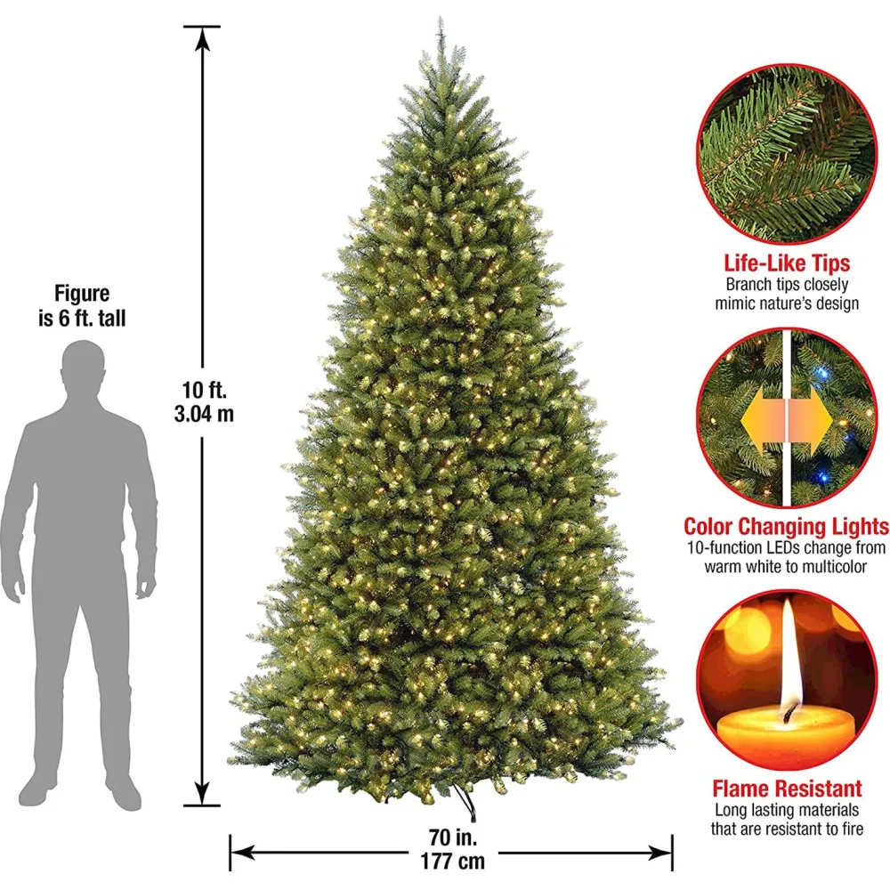 Pre-Lit Christmas Trees*Gracie Oaks Dunhill Fir 10' H Green Christmas Tree With 1200 Led Lights