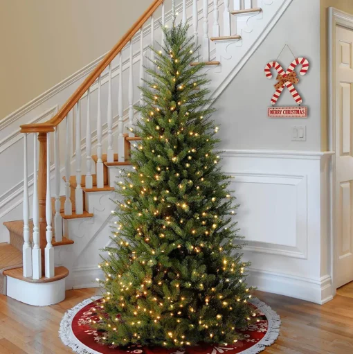 Pre-Lit Christmas Trees*The Holiday Aisle Dunhill Fir 6'6'' H Slender Green Realistic Artificial Fir Christmas Tree With 500 Lights