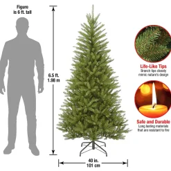 Pre-Lit Christmas Trees*The Holiday Aisle Dunhill Fir 6'6'' H Slender Green Realistic Artificial Fir Christmas Tree With 500 Lights