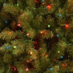 Pre-Lit Christmas Trees*Three Posts Dunhill Fir Slim Green Artificial Christmas Tree With Multi-Color Lights