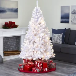 Pre-Lit Christmas Trees*The Holiday Aisle Easy Set-Up Lighted Artificial White Pine Christmas Tree - Stand Included
