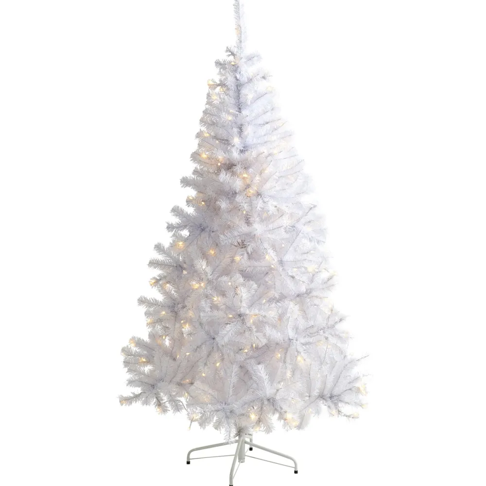 Pre-Lit Christmas Trees*The Holiday Aisle Easy Set-Up Lighted Artificial White Pine Christmas Tree - Stand Included