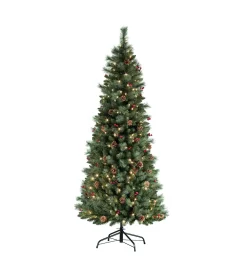 Pre-Lit Christmas Trees*Three Posts Easy Stow 6' 6" H Green Realistic Artificial Pine Cashmere Christmas Tree 300 Led Lights