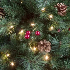 Pre-Lit Christmas Trees*Three Posts Easy Stow 6' 6" H Green Realistic Artificial Pine Cashmere Christmas Tree 300 Led Lights