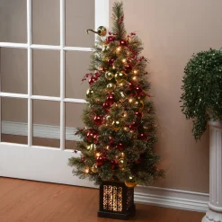 Pre-Lit Christmas Trees*The Holiday Aisle Entrance 4' Green Pine Christmas Tree With 100 Clear Lights