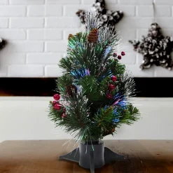 Pre-Lit Christmas Trees*The Holiday Aisle Fiber Optic Crestwood 1.5' Green Spruce Artificial Christmas Tree