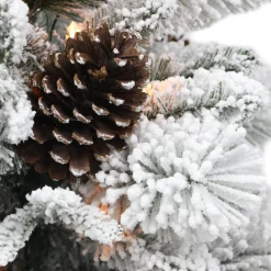 Pre-Lit Christmas Trees*The Holiday Aisle Flocked 3.5 Green/White Spruce Artificial Christmas Tree With 35 Clear/White Lights