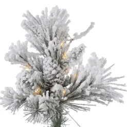 Pre-Lit Christmas Trees*The Holiday Aisle Flocked Alberta 9' White/Green Alberta Artificial Christmas Tree With 950 Led Clear/White Lights With Stand