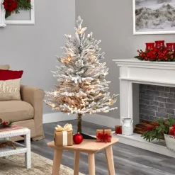 Pre-Lit Christmas Trees*The Holiday Aisle Flocked Fir Artificial Christmas Tree With Clear Lights