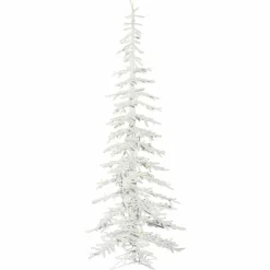 Pre-Lit Christmas Trees*The Holiday Aisle Flocked Kuna Pine 7.5' White Trees Artificial Chritmas Tree With 250 Led Clear/White Lights With Stand