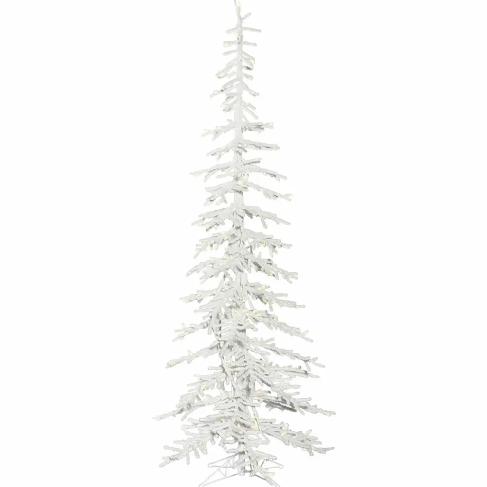 Pre-Lit Christmas Trees*The Holiday Aisle Flocked Kuna Pine 7.5' White Trees Artificial Chritmas Tree With 250 Led Clear/White Lights With Stand