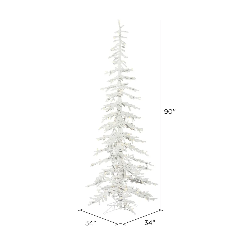 Pre-Lit Christmas Trees*The Holiday Aisle Flocked Kuna Pine 7.5' White Trees Artificial Chritmas Tree With 250 Led Clear/White Lights With Stand