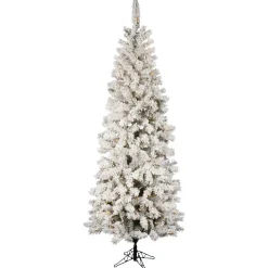 Pre-Lit Christmas Trees*The Holiday Aisle Flocked Pacific Pencil Pine Artificial Christmas Tree