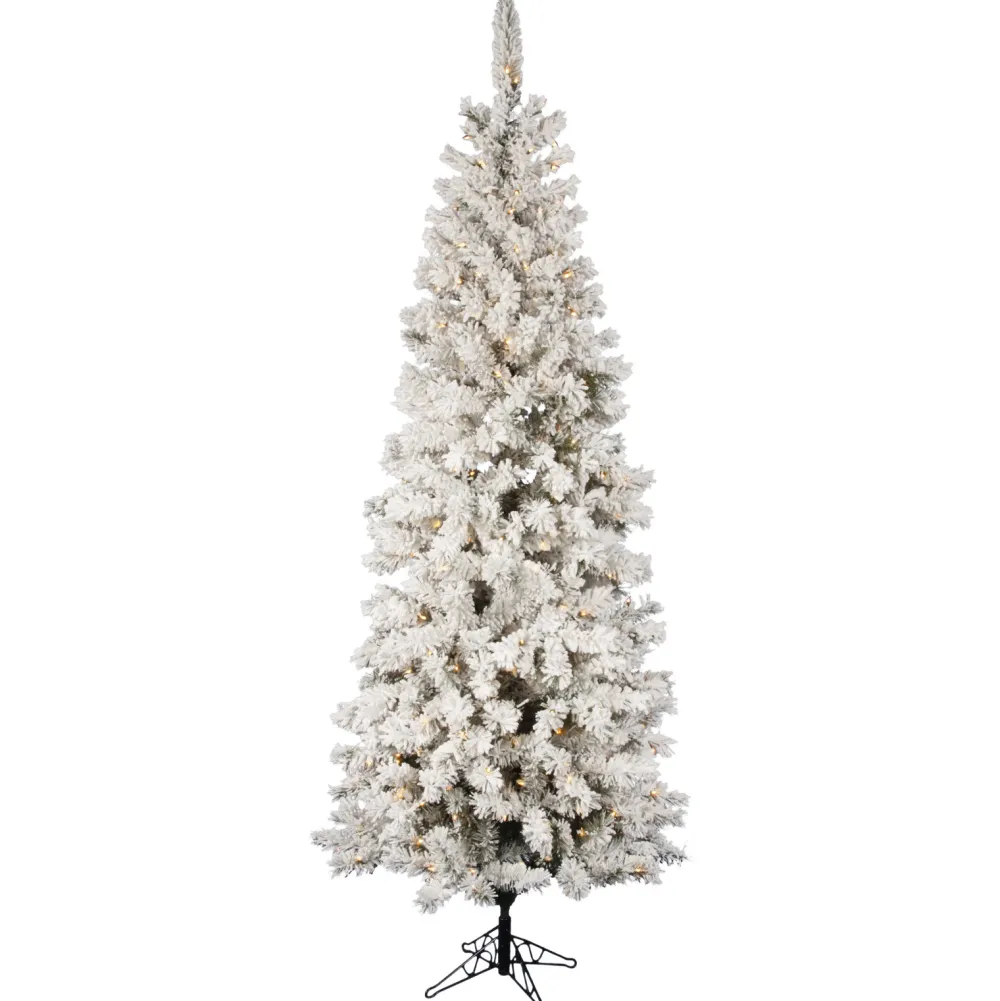 Pre-Lit Christmas Trees*The Holiday Aisle Flocked Pacific Pencil Pine Artificial Christmas Tree