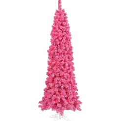 Pre-Lit Christmas Trees*Hashtag Home Flocked Pink Fir Artificial Christmas Tree
