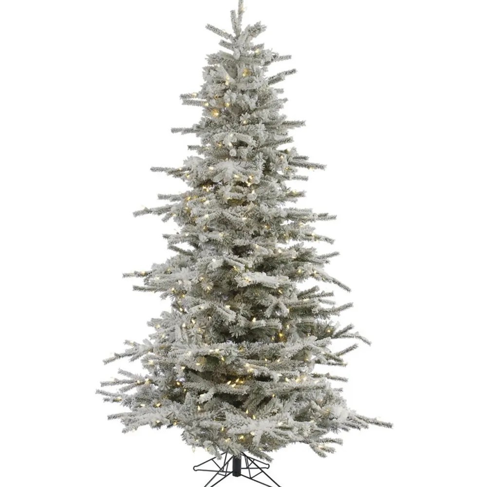 Pre-Lit Christmas Trees*The Holiday Aisle Flocked Sierra 12' White Fir Artificial Christmas Tree With 1850 Led White Lights With Stand