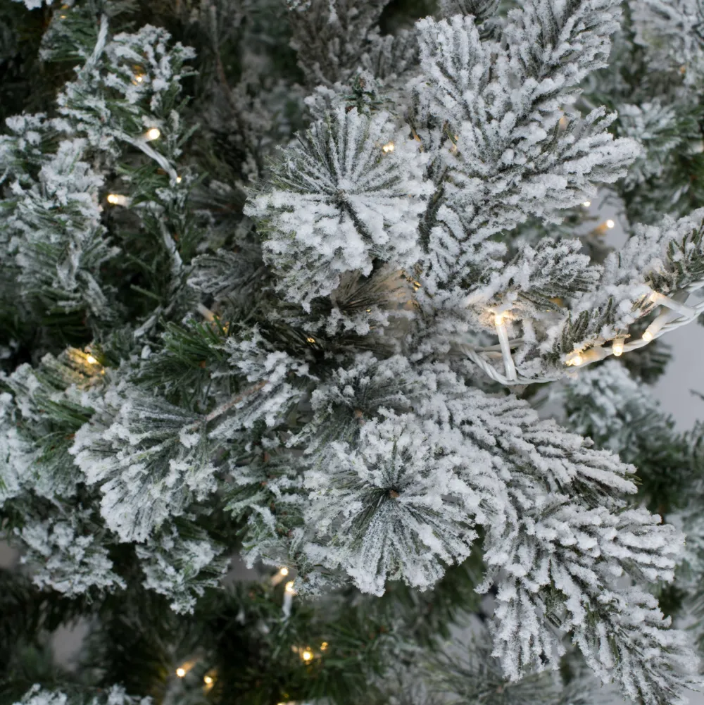 Pre-Lit Christmas Trees*The Holiday Aisle Flocked Sierra 12' White Fir Artificial Christmas Tree With 1850 Led White Lights With Stand