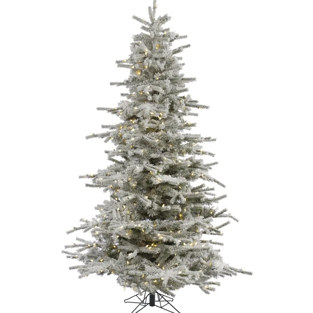 Pre-Lit Christmas Trees*The Holiday Aisle Flocked Sierra 12' White Fir Artificial Christmas Tree With 1850 Led White Lights With Stand