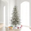 Pre-Lit Christmas Trees*The Holiday Aisle Flocked Slim 7.5' Fir Artificial Christmas Tree With 700 Warm White Led Lights