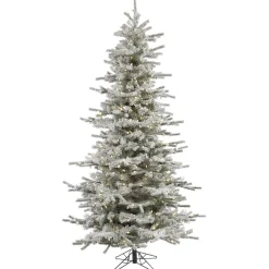 Pre-Lit Christmas Trees*The Holiday Aisle Flocked Slim 7.5' Fir Artificial Christmas Tree With 700 Warm White Led Lights