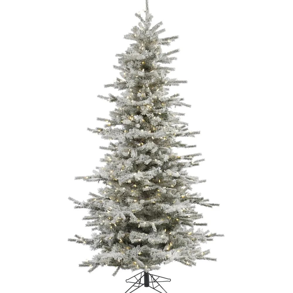 Pre-Lit Christmas Trees*The Holiday Aisle Flocked Slim 7.5' Fir Artificial Christmas Tree With 700 Warm White Led Lights