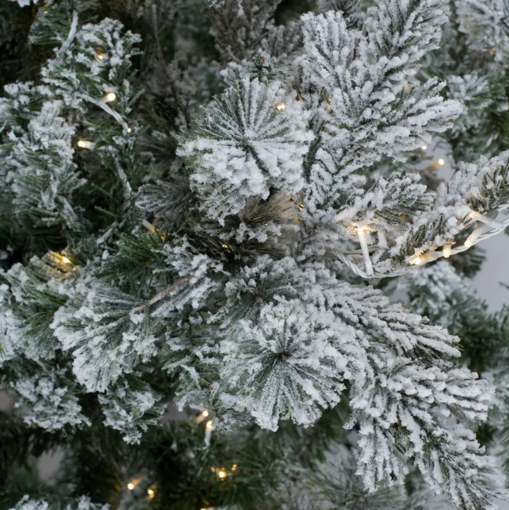 Pre-Lit Christmas Trees*The Holiday Aisle Flocked Slim 7.5' Fir Artificial Christmas Tree With 700 Warm White Led Lights