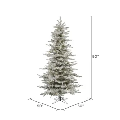 Pre-Lit Christmas Trees*The Holiday Aisle Flocked Slim 7.5' Fir Artificial Christmas Tree With 700 Warm White Led Lights