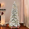Pre-Lit Christmas Trees*The Holiday Aisle Flocked Slim Montville 7.5' Green/White Spruce Artificial Christmas Tree With 450 Clear/White Lights