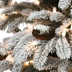 Pre-Lit Christmas Trees*The Holiday Aisle Flocked Slim Montville 7.5' Green/White Spruce Artificial Christmas Tree With 450 Clear/White Lights