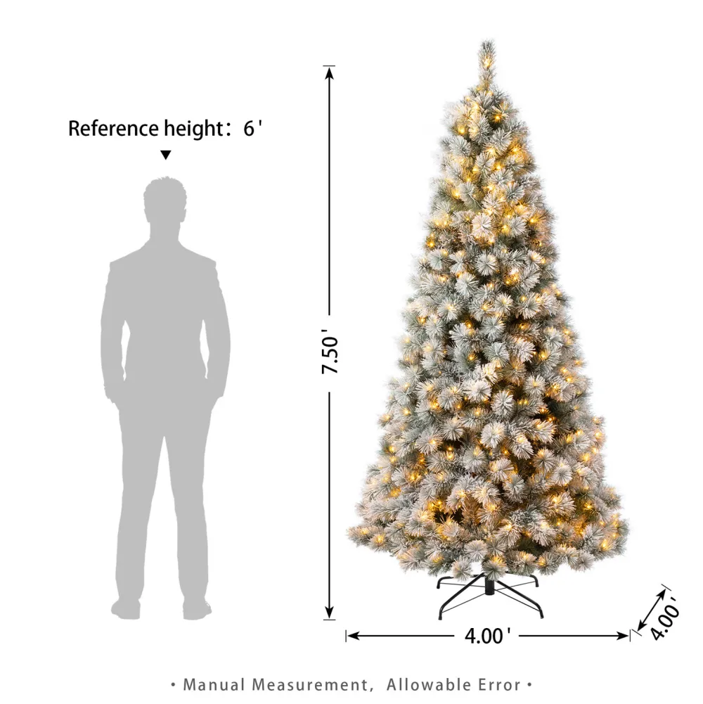 Pre-Lit Christmas Trees*The Holiday Aisle Flocked Spruce Christmas Tree With Lights