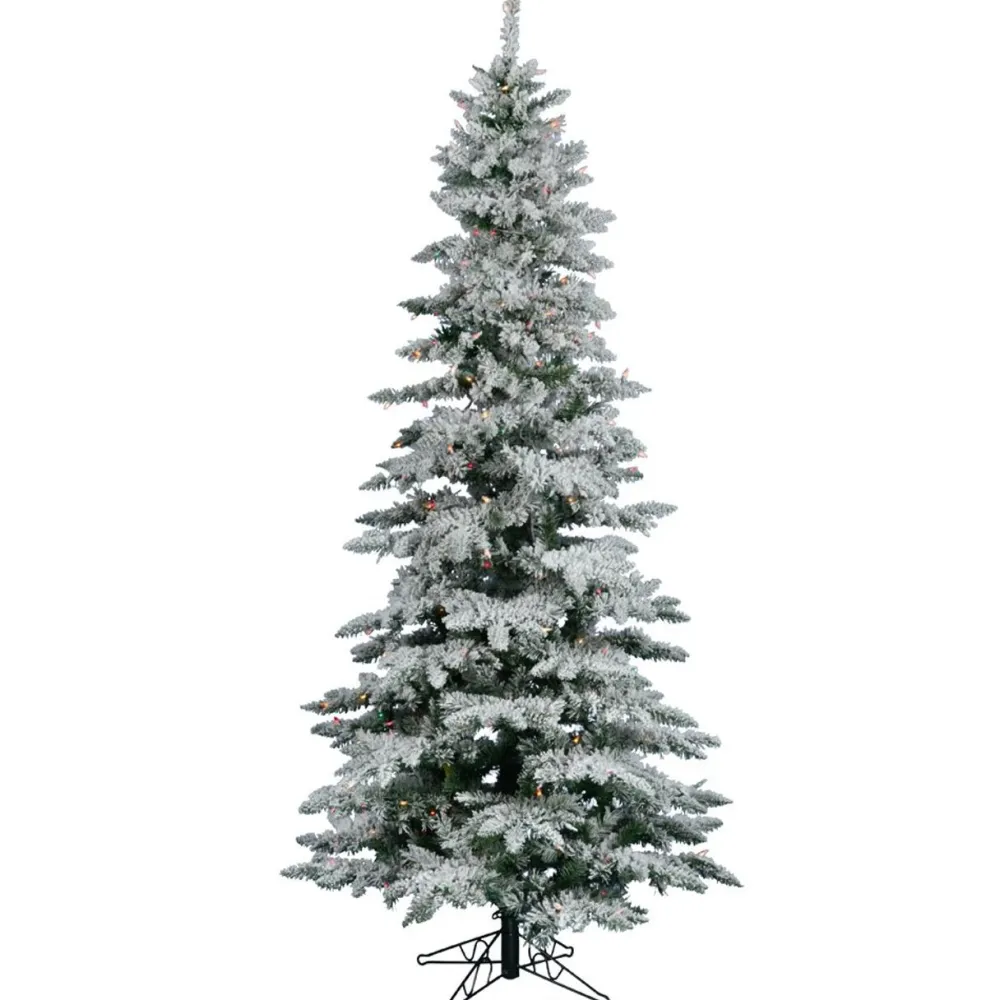 Pre-Lit Christmas Trees*The Holiday Aisle Flocked Utica Fir Slim Artificial Christmas Tree
