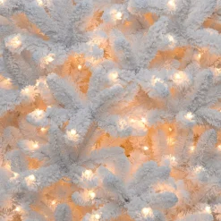 Pre-Lit Christmas Trees*Martha Stewart Flocked White Spruce Artificial Christmas Tree With Clear/White Lights