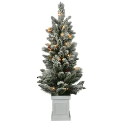 Pre-Lit Christmas Trees*The Holiday Aisle 4-Foot Pre-Lit And Flocked Artificial Christmas Tree With Decorative Berries And 50 Lights