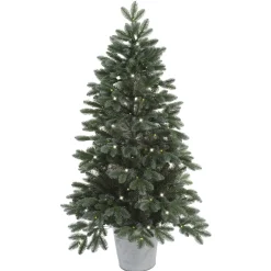 Pre-Lit Christmas Trees*Sand & Stable Frankie 35.4" Realistic Green Artificial Spruce Christmas Tree With 100 Lights