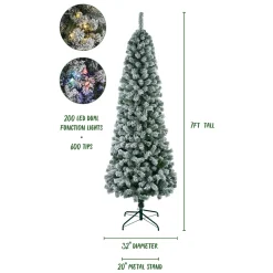 Pre-Lit Christmas Trees*The Holiday Aisle 7Ft Prelit Flocked Tree With Dual Lights