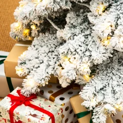 Pre-Lit Christmas Trees*The Holiday Aisle 7.5Ft Slender Flocked/Frosted Spruce Christmas Tree With 350 Led Lights